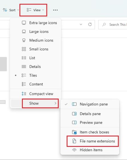 ఫైల్ ఎక్స్ప్లోరర్ నుండి విండోస్ 11లో ఫైల్ ఎక్స్టెన్షన్లను చూపండి